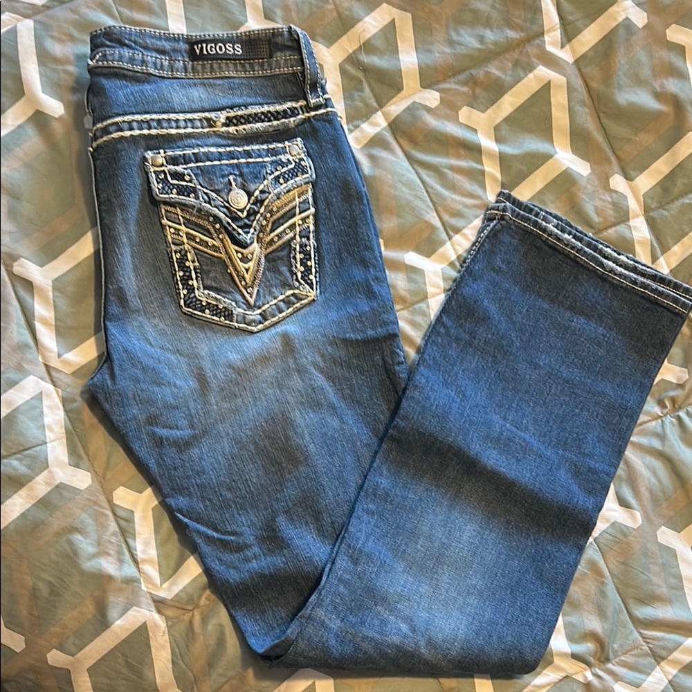 Vigoss Women's Boot Cut Jeans with Embellished Pockets